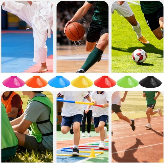 Schijfpionnen Set - Markeer Kegels - Sport Training - Veerkrachtige Structuur - 50 Stuks - Felgekleurd — afbeelding 3