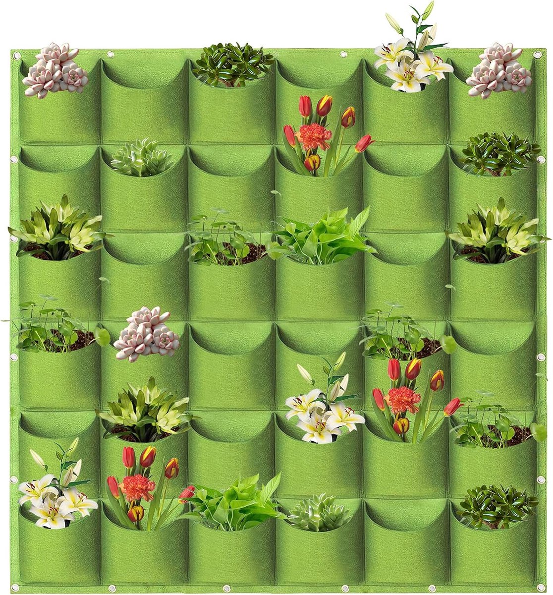 Hangende plantenzak met 36 vakken - Verticale tuin - Verticale wandplantenzakken voor binnen en buiten - Vilten plantenbakken — Moestuinieren - Plantbakken - 100 x 100 cm - Groente