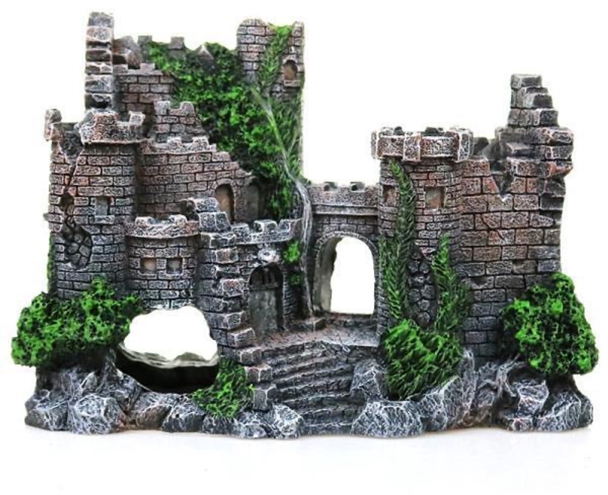 Aquarium decoratie - Aquarium accessoires - Kasteelornament - Ornamenten voor Aquaria - Ideaal om te spelen en te ontspannen - 17 x 7 x 13 cm