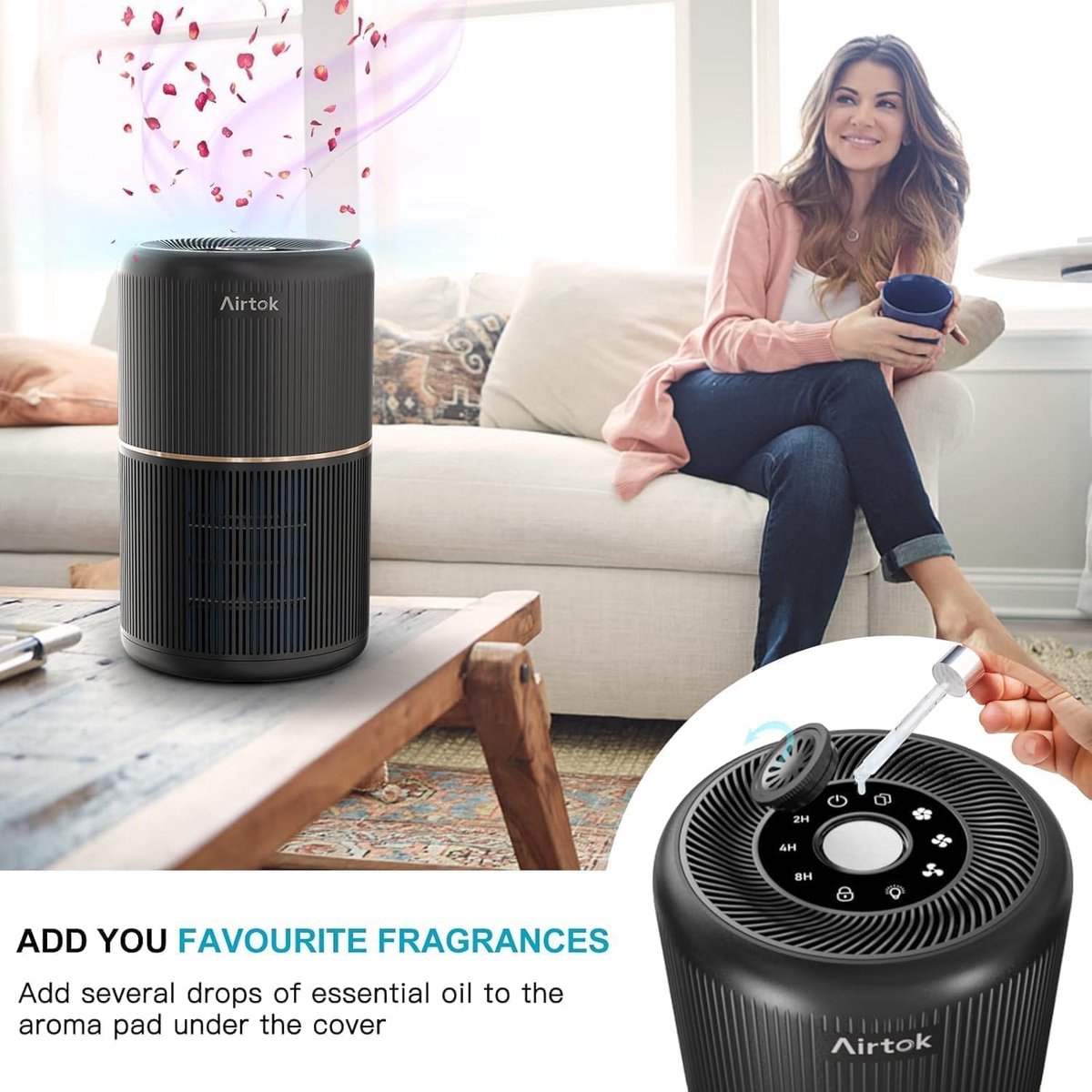 Luchtreiniger met HEPA Filter – Compacte Air Purifier – Voor Schone Lucht in Huis – Stil & Efficiënt – Geschikt voor Slaapkamer & Kantoor — afbeelding 3