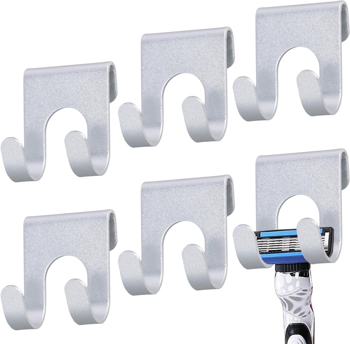 Waterdichte haak voor scheerapparaat, 5.5 x 4 cm, aluminium, ideaal voor badkamer en douche, scheeraccessoires en opberghaken
