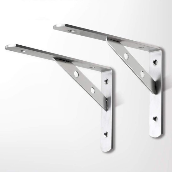 2 Stuks Zware Wandbeugels voor Zwevende Planken, L-vormige Metalen Planksteunen met Schroeven, 90 Graden Hoek, 105 x 150 mm — afbeelding 2