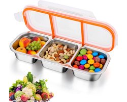 Snackbox - Bento Lunchbox - 600ml - Geschikt voor volwassenen en kinderen - Meervoudige Vakken - Voor School Werk Reizen - 3 vakken