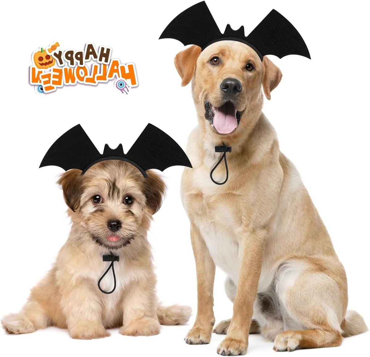 Verstelbare Halloween Vleermuisvleugels Haarband voor Kleine en Middelgrote Honden, Leuk Kostuum en Huisdieraccessoire voor Foto's en Cosplay, Zwart
