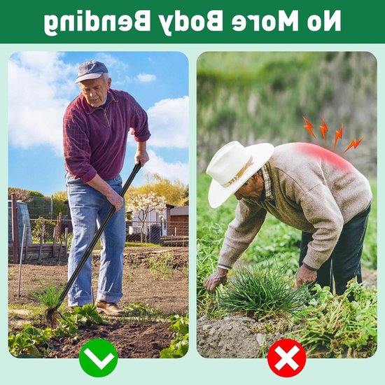 Dailygoods - BlumWay Onkruidsteker, onkruidverwijderaar met roestvrij staal, 4-klauwen en pedaal, voor efficiënt verwijderen van onkruid, tuingereedschap met verstelbare lange handgreep (162,56 cm) van Dailygoods — afbeelding 2