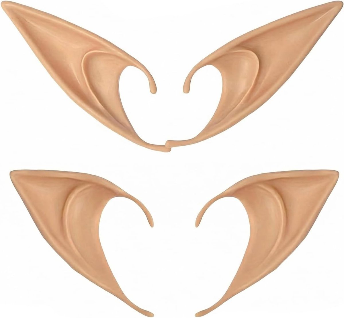 Bruine elfenoren set van 2 paar, zachte latex puntige oren voor cosplay, Halloween en themafeesten, voor volwassenen en kinderen