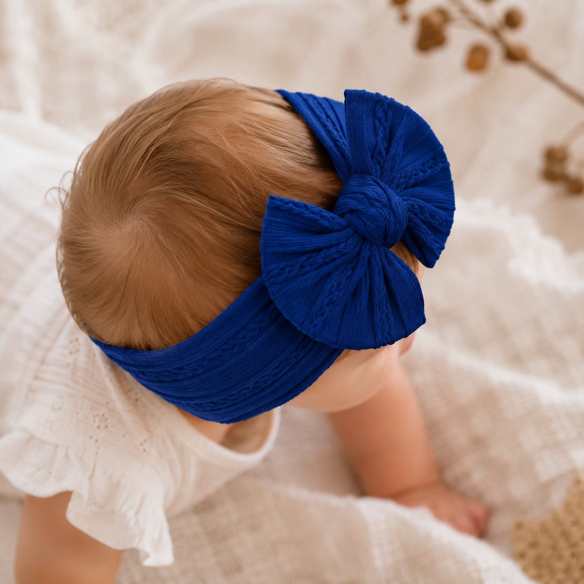 Haar in Stijl® Haarband Heidi Marine Blauw - Donkerblauwe baby haarband - Meisjes strik
