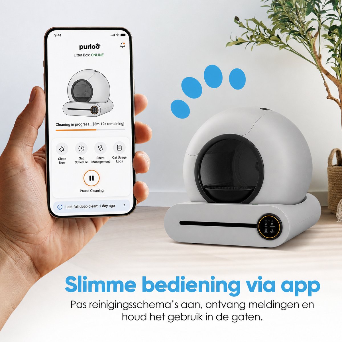 Purloo Automatische Kattenbak 65L XXL - Zelfreinigend + 100 Zakjes en Grindmat thumbnail 4