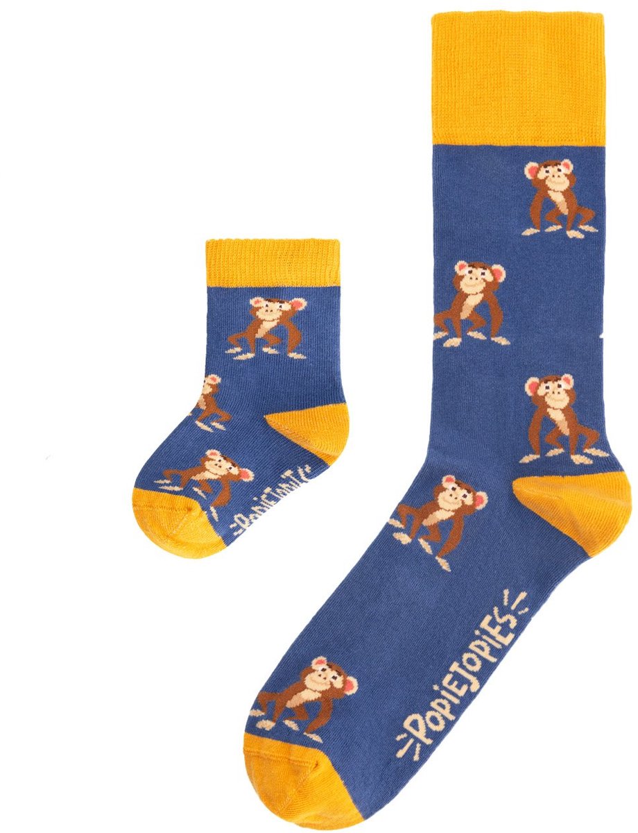 Popiejopies matching sokken Brutale Apen | maat: 36-40 + 12-24 maanden | dierenprint sokken