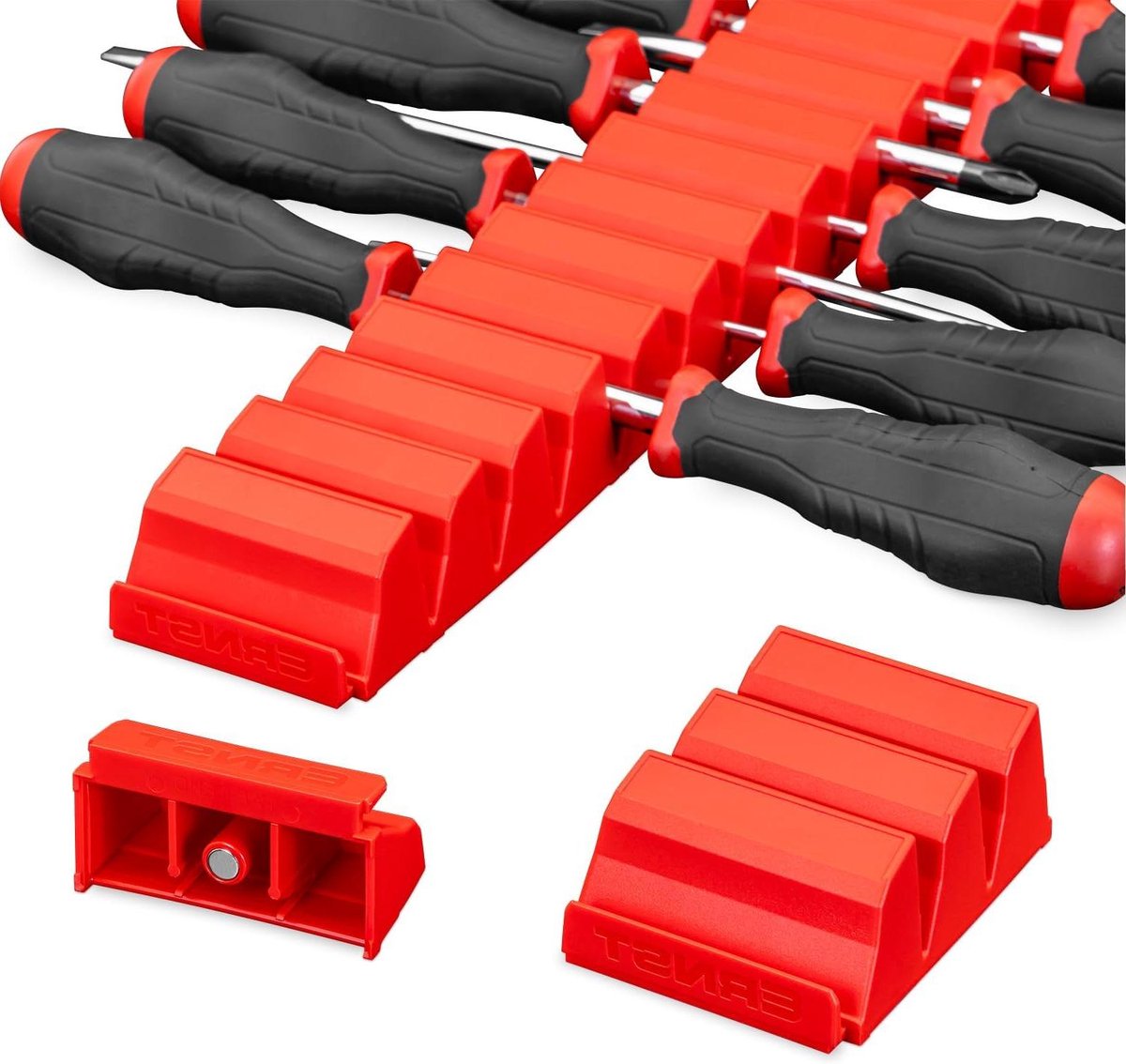 Schroevendraaier Organizer - Gereedschap Houder - Werkplaats Organiseren - Magnetische Basis - Voor 13 Gereedschappen - Rood