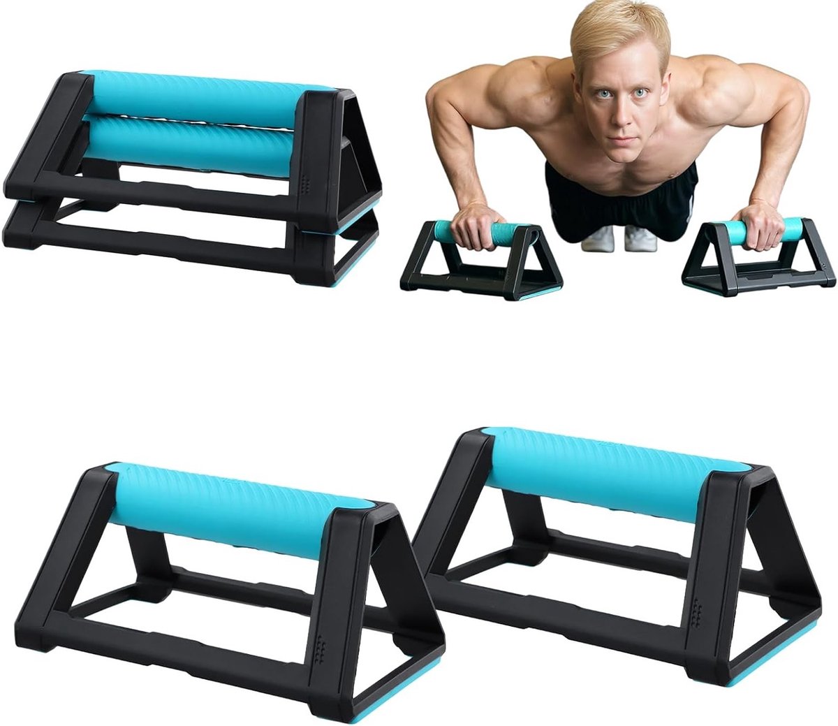 Set van 2 Push Up Handgrepen met Siliconen Handvat, Antislip Basis, Draagbaar en Stapelbaar, Ideaal voor Calisthenics, Fitness en Krachttraining, Tot 110 kg Belastbaar