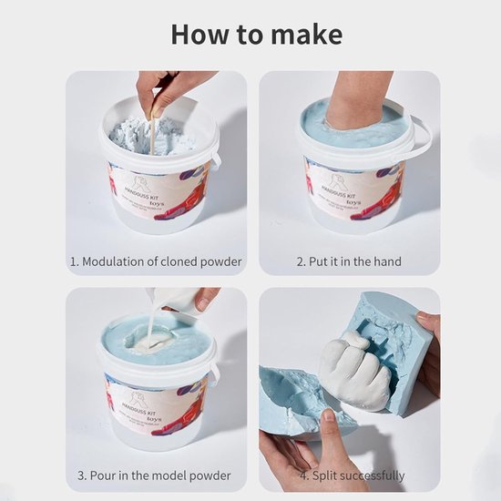 Handvormset - Gipsbeeld set - Herinneringen maken - Veilige doe-het-zelf - 16 x 16 x 15 cm - Niet gespecificeerd — afbeelding 5