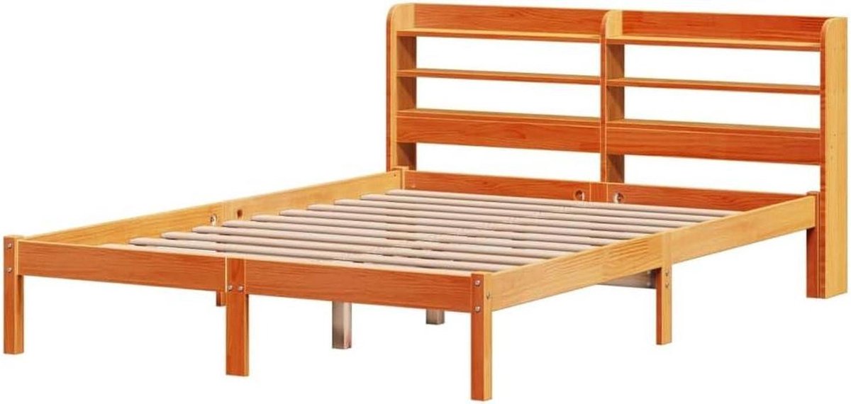 Bedframe met hoofdbord - Houten bed ombouw - Goede nachtrust - Massief grenenhout - 120x200 cm - Wasbruin