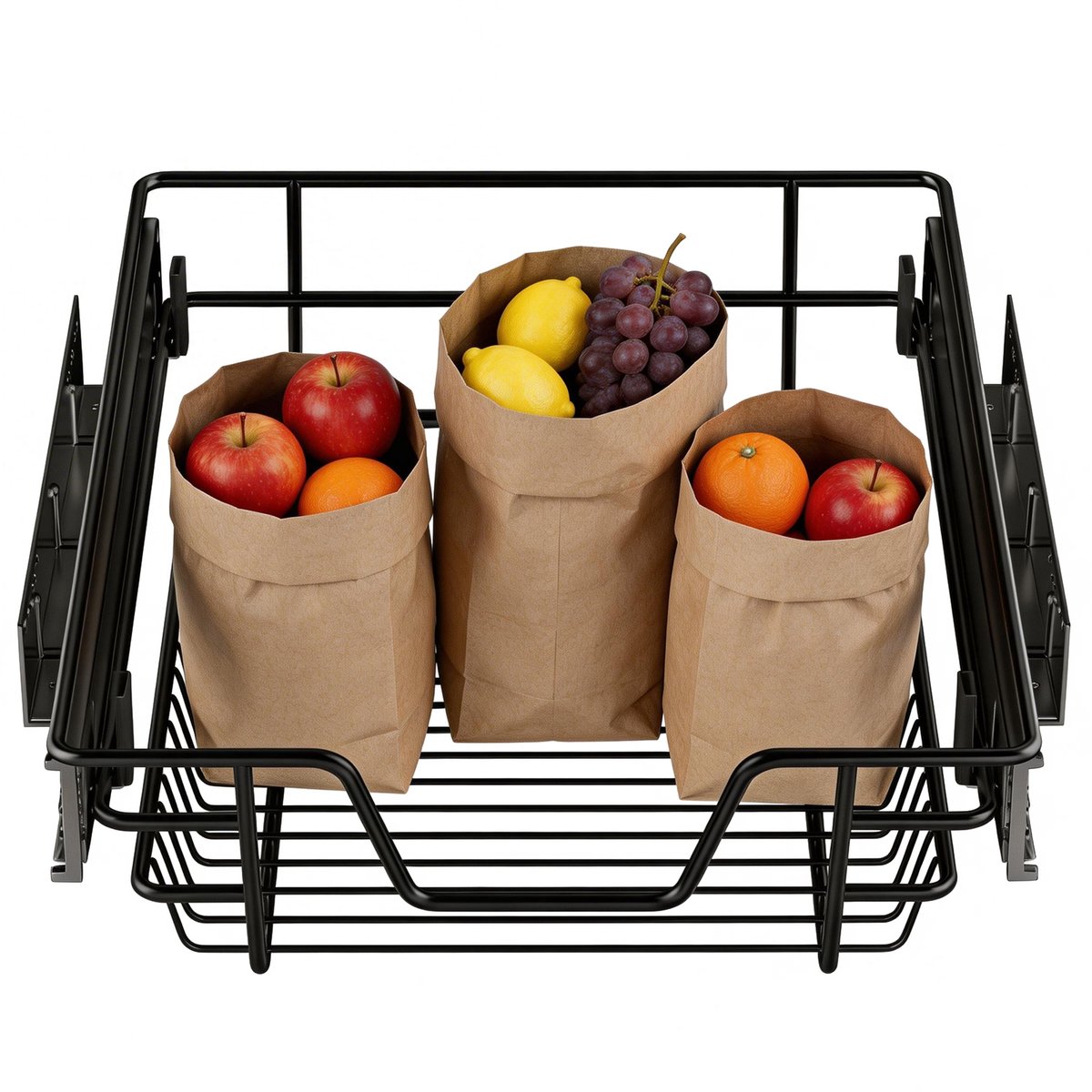 ACXIN Keukenlade - Uittrekbare Lade voor Keukenkast - Telescopische Lade - 50 cm - Zwart - 2-delige Set