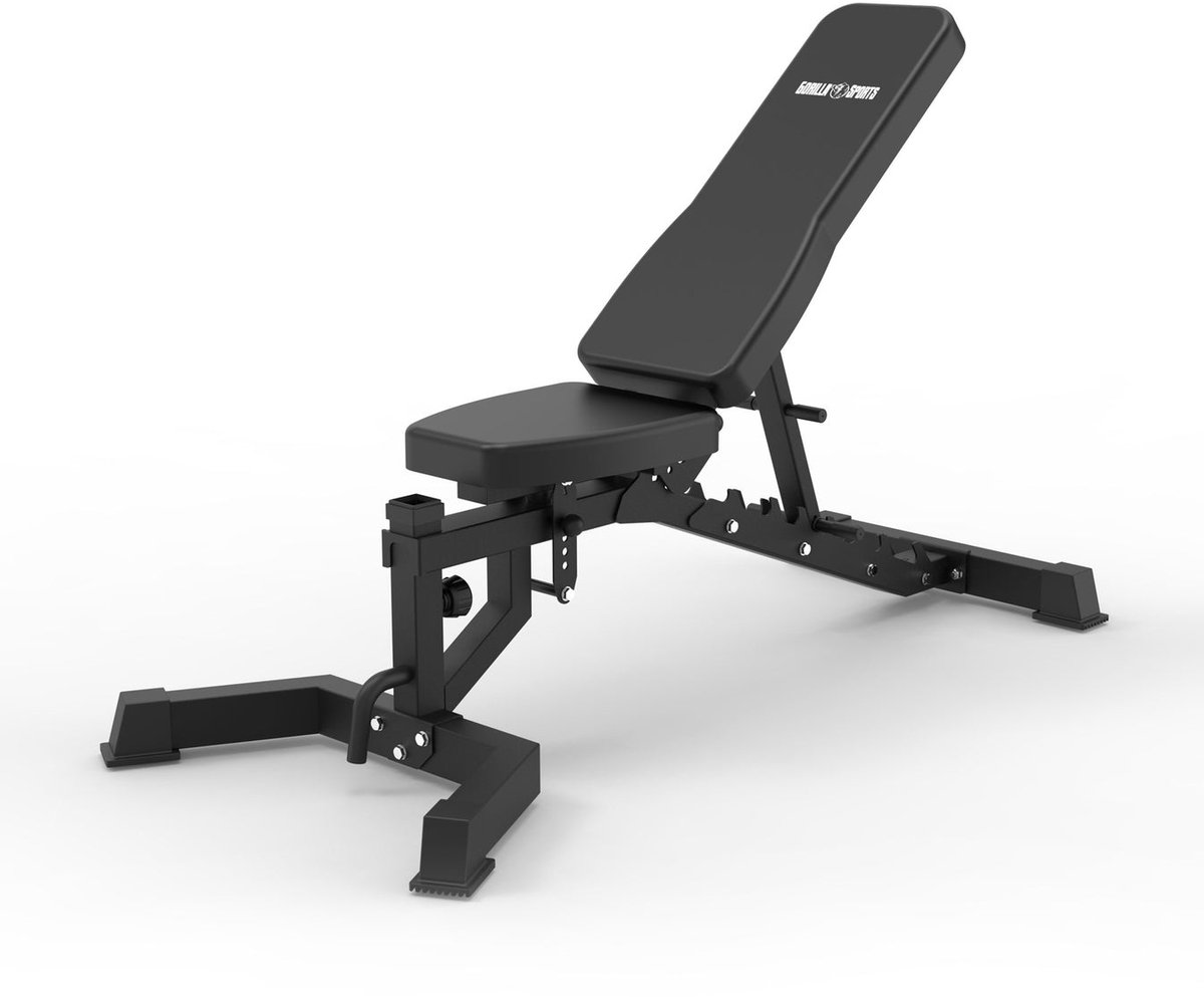 Gorilla Sports Verstelbare Halterbank - Fitnessbank - Verstelbaar - Max. 1300 kg - Met accessoires - Zwart