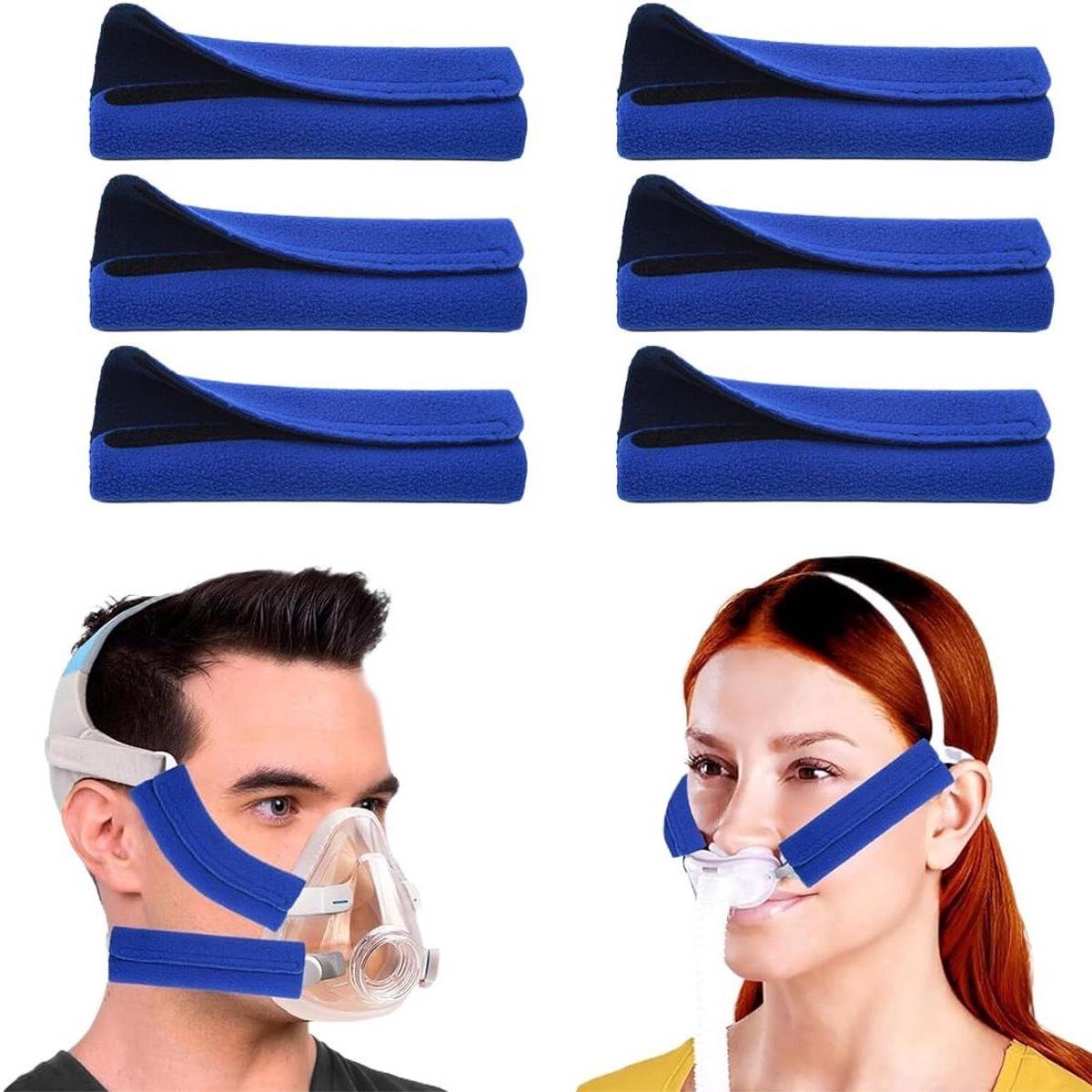 CPAP Riemdekkingen - Masker Beschermers - Comfortabele Slaap - Huidbescherming - 6 Stuks - Zwart