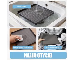 Herbruikbare Siliconen Vloermat 60 x 60 cm met Verhoogde Rand voor Koelkast, Vriezer en Wasmachine - Grijs, Antislip, Vaatwasserbestendig