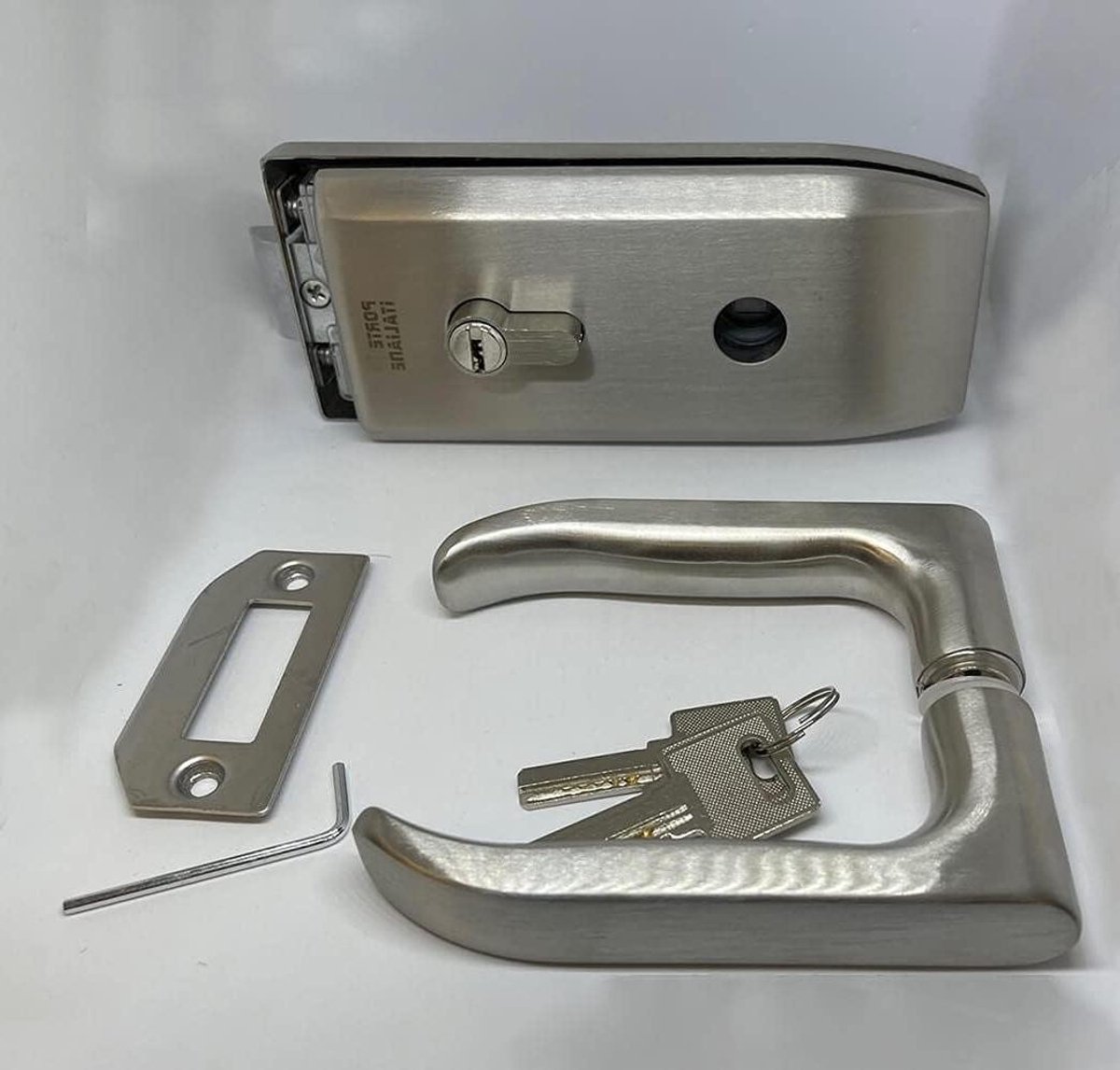 Glazen Deurslot - Slot met handvat - Veilige Toegang - Voor Glas 8-12mm - 165x65mm - Aluminium