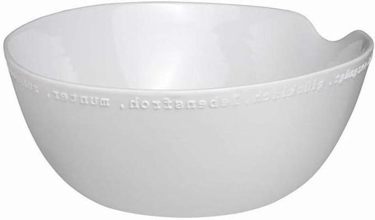 Porseleinen Slakom - Serveerkom - Eten Presenteren - Reliëf Buitenkant - 30 cm - Wit