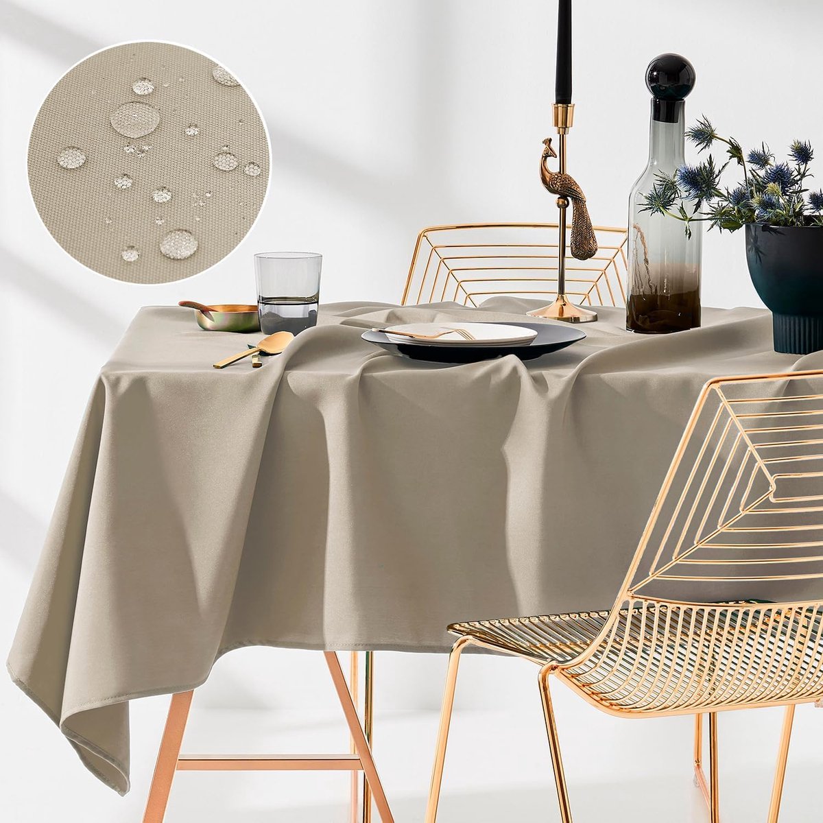 Tafelkleed - Tafelzeil - Tafel decoreren - Vlekbestendig Teflon - 140 x 260 cm - Lichtgrijs