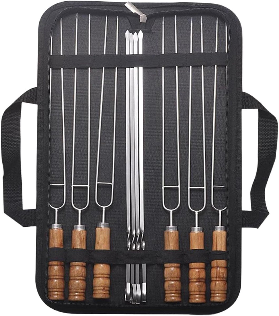 Grill Spiesjes - BBQ Prikkers - Vlees en Groente - Ergonomisch Handvat - 10 Stuks - Zilver