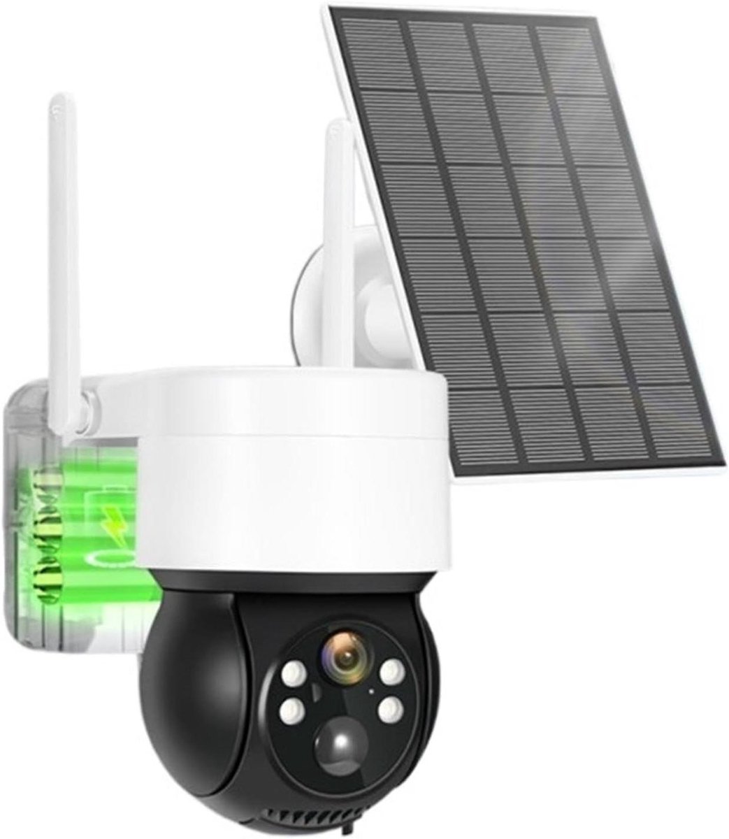 Draadloze Beveiligingscamera - Buiten Camera - Huis Beveiligen - Zonne-energie Opladen - 2MP Nachtzicht - Wit