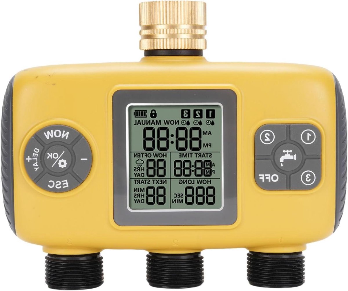Digitale Irrigatietimer - Slimme Sprinklertimer - Automatische Bewatering - 3 Uitgangen Regenvertraging - 16x13x9 cm - Grijs
