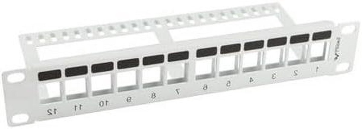 Patchpaneel Netwerk - Keystone Paneel - Netwerk Organisatie - 12 Poorten 1U - Met Organizer - Wit Grijs
