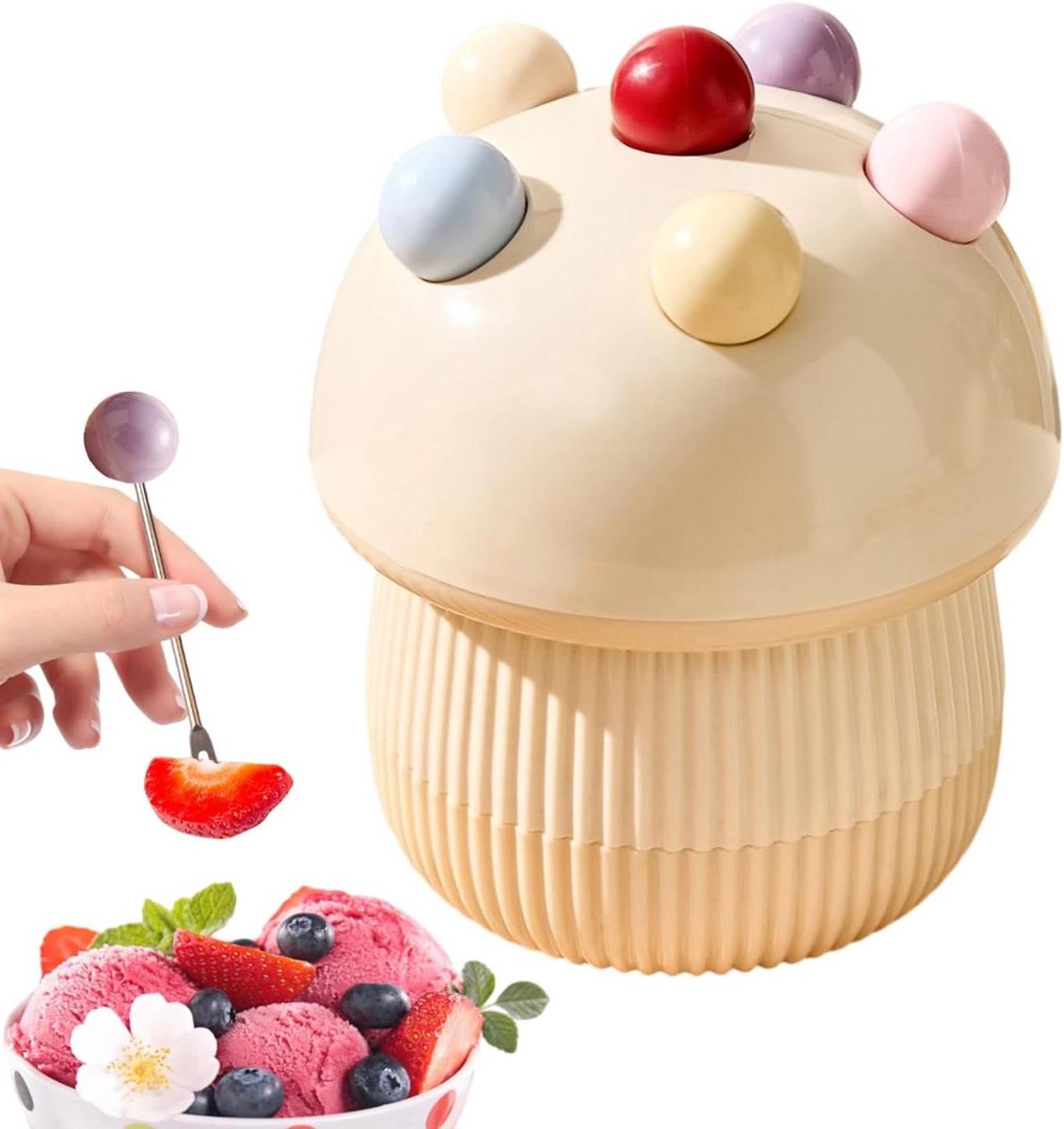 Dessertvorkjes Paddenstoelvorm - Kleine saladevorkjes - Feestelijke Hapjes - Met Vorkenhouder - Set van 6 - Romig