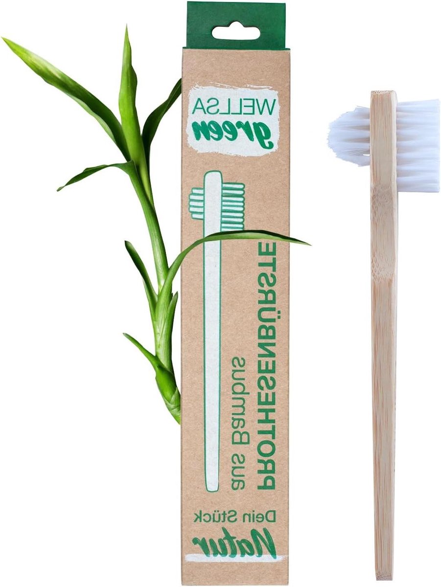 Prothesenborstel Bamboe - Natuurlijke reiniger - Tandverzorging - Dubbelzijdige kop - 1 stuk - Natuurlijk