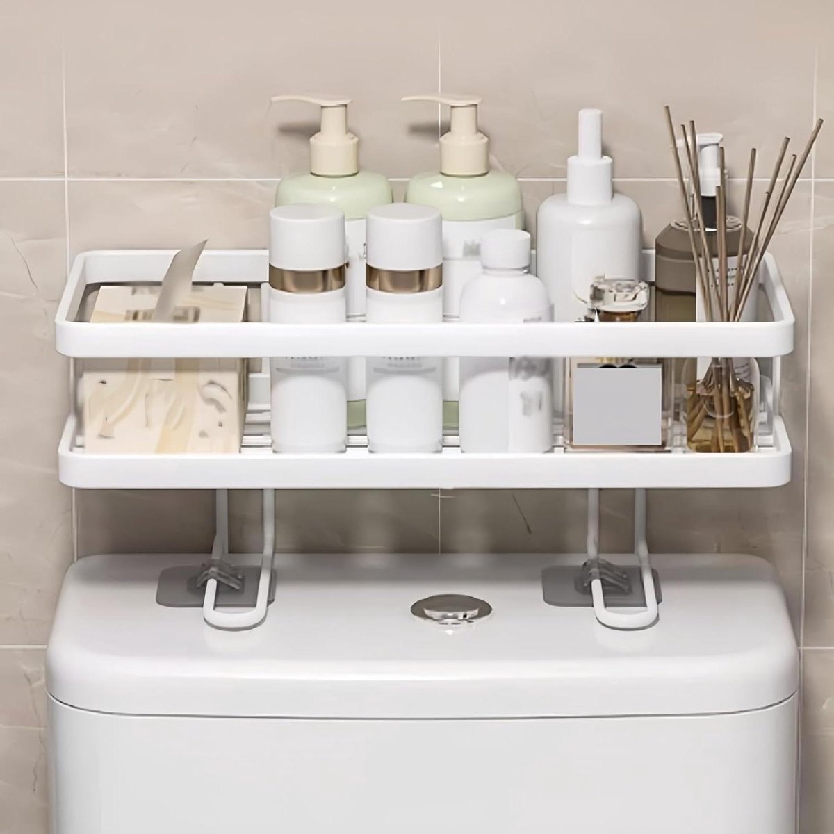 Toiletplankje - Badkamerrekje - Ruimte Besparen - Dubbele Rij Clips - 34 cm Lengte - Wit