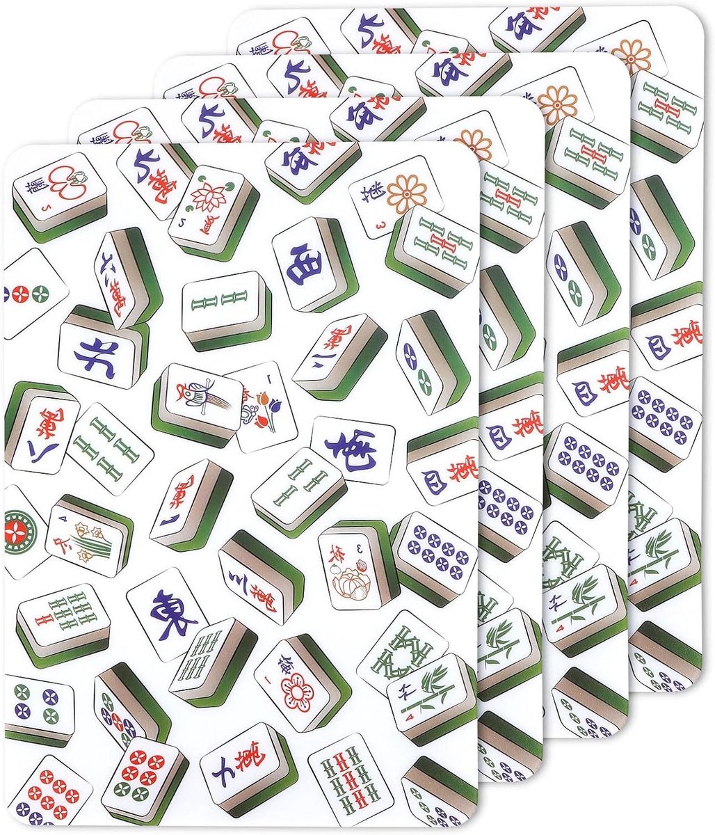 Mahjong Tegelmixers - Schudkaarten - Tafelspel - Duurzaam Plastic - 4 stuks - Kleurrijk