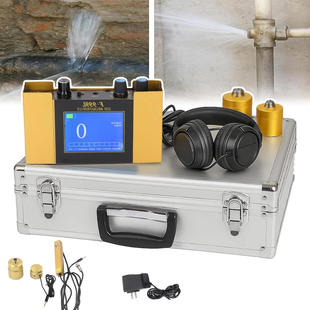 Waterlek Detector - Pijpleiding Lekzoeker - Lekken Opsporen - Ultrasoon Geluid - 4 Frequenties - Zwart