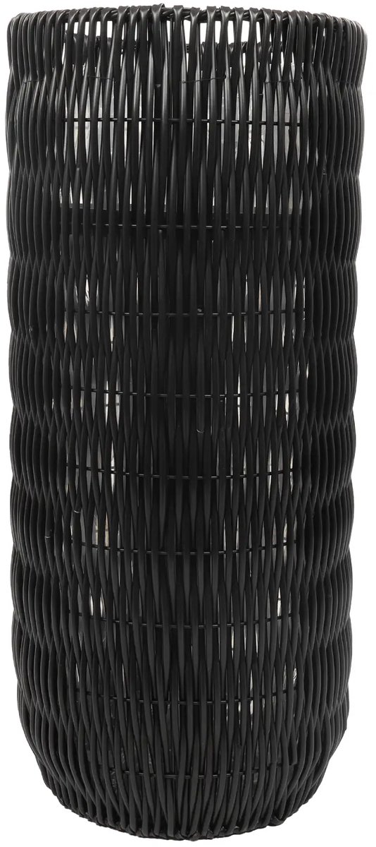 Extra Hoge Plantenpot Rotan | Zwart | 91 cm – Grote Kunst Rotan Bloempot Rond – Met Inzetbodem – Voor Binnen & Buiten