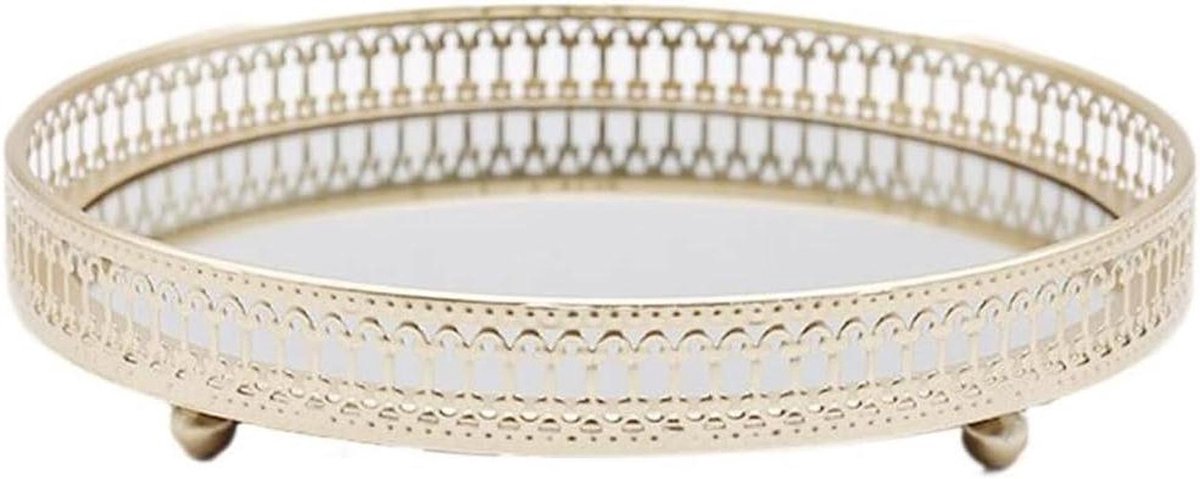 Opbergschaal Sieraden - Spiegel Lade - Decoratie Opbergen - Handgelast IJzer - 25 cm - Goud