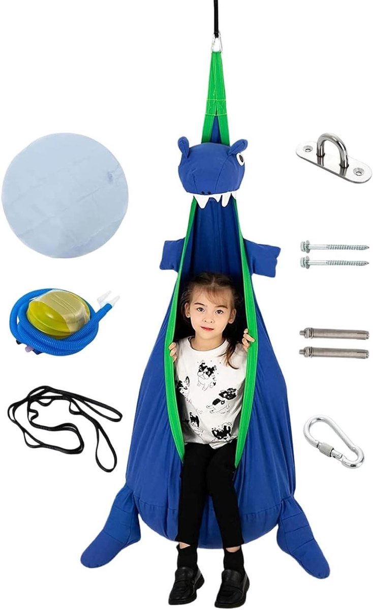 Hangmat Stoel - Schommelstoel Kinderen - Binnen en Buiten - Ademend Materiaal - 150x70cm - Blauw