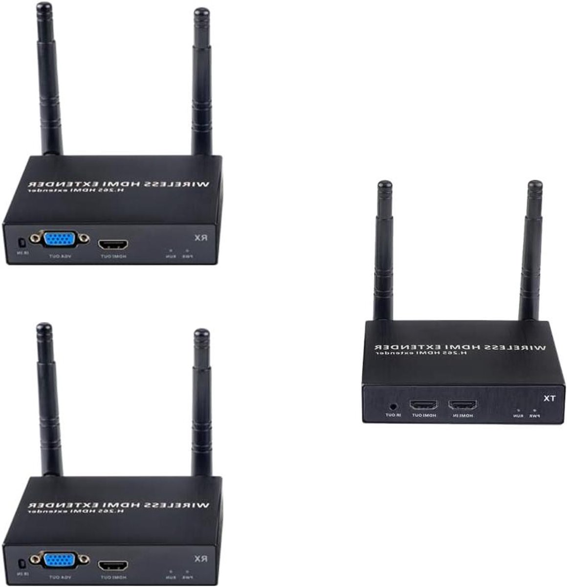 Draadloze HDMI Zender - Video Extender - Beeld Streamen - Met 2 Ontvangers - 200 Meter Bereik - Zwart