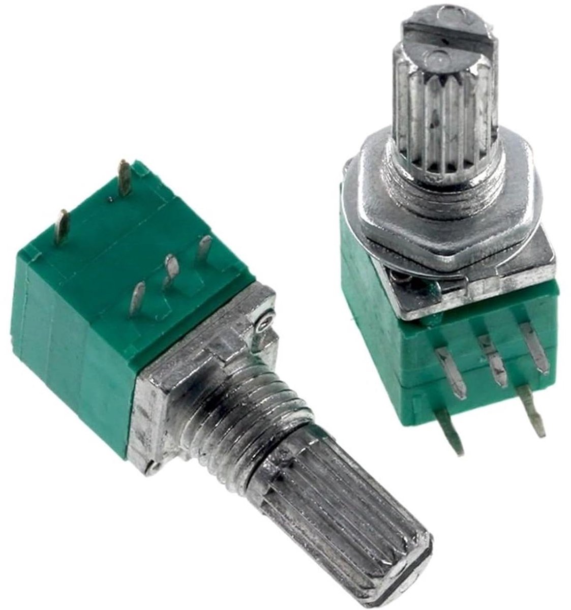Variabele Weerstanden - Potentiometers - Audio Aanpassing - Met Schakelaar - 10 Stuks - Zilverkleurig