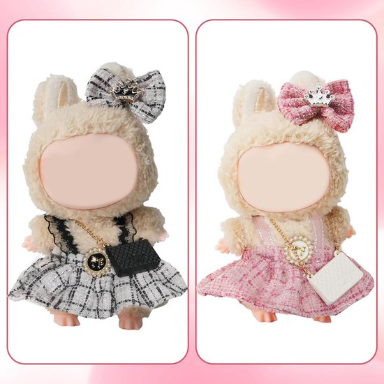 Poppenkleding Set - Mini Outfit - Poppen Aankleden - 2 Stuks - 17 cm Poppen - Zwart Roze — afbeelding 4