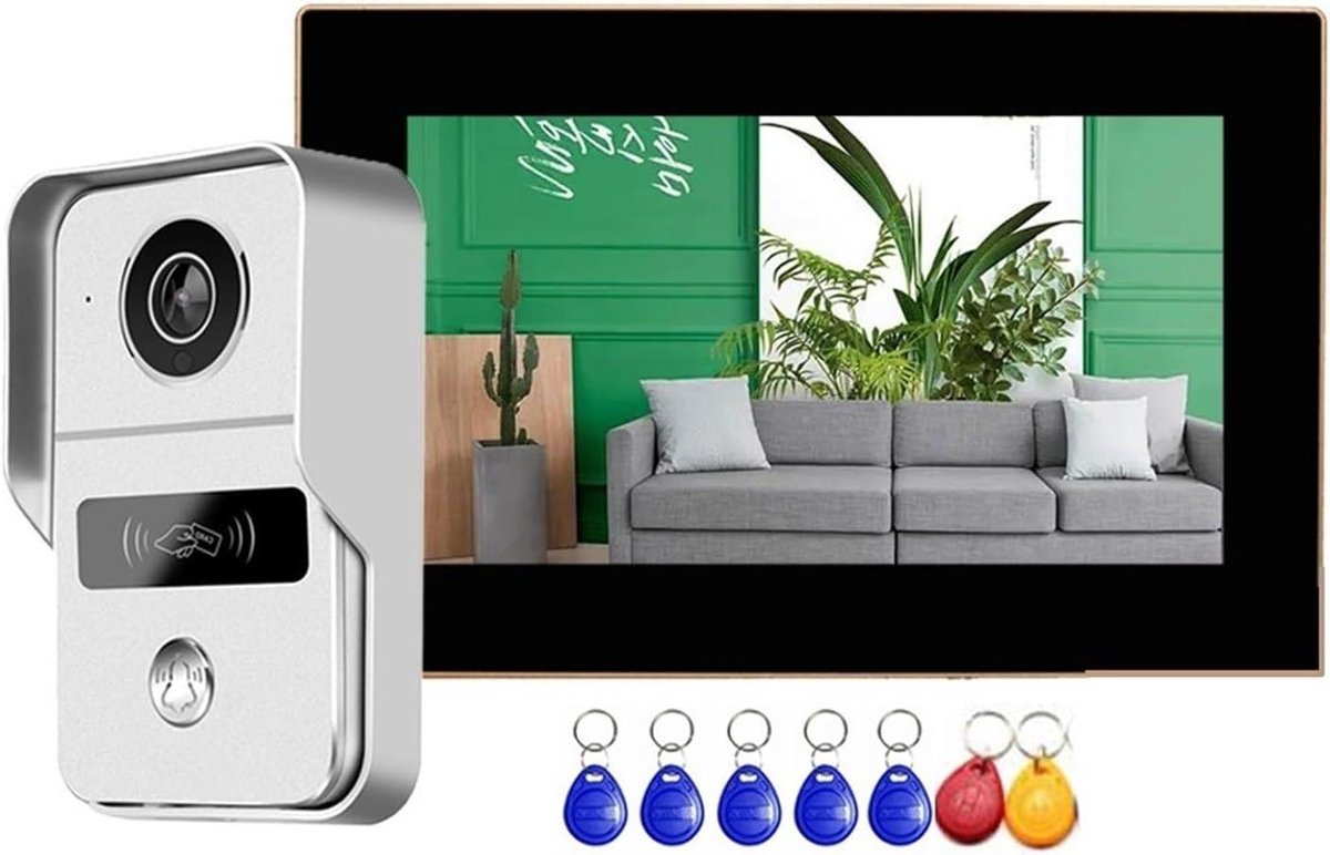 Videodeurbel Systeem - Slimme Intercom - Huisbeveiliging Thuis - RFID Kaart Ontgrendeling - 7 Inch Scherm - Zwart