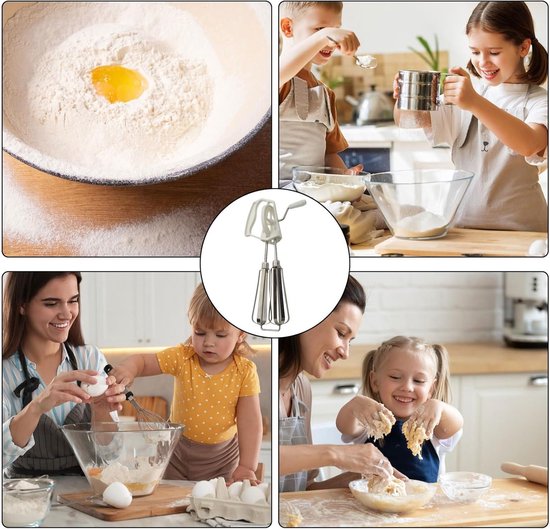 Handmatige eierklopper - Keuken mixer - Efficiënt mengen - Dubbele mengkoppen - 20 cm lengte - Wit — afbeelding 5