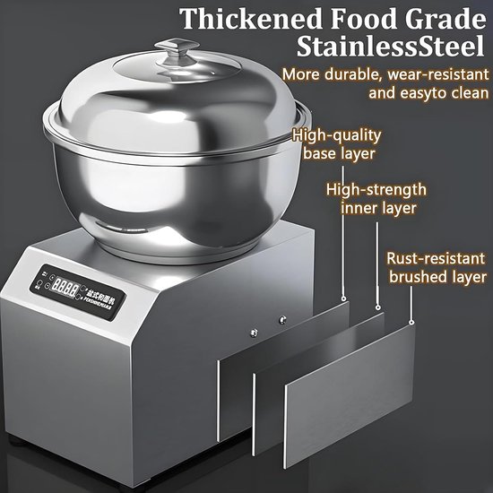 Elektrische Kneedmachine - Keukenmachine Mixer - Deeg Maken - Dubbele Rotatie Technologie - 8 kg Capaciteit - Zilver — afbeelding 2