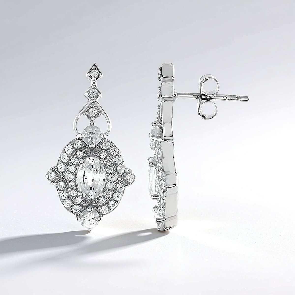 Cavill - Zilveren Oorbellen 925 Sterling Zilver - Witte Saffier 1,405 ct - Filigraan Vintage Design - Elegante Dames Oorbellen met Zirkonia