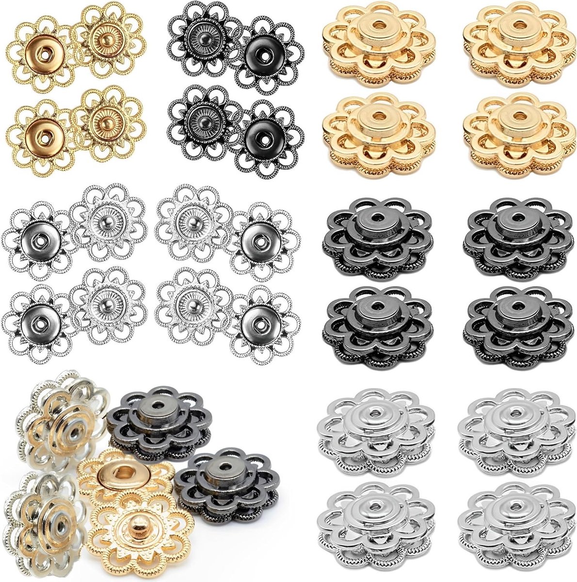 30 paar metalen drukknoopjes, naaiaccessoires voor kleding en tassen, vintage 21 mm drukknopen zonder naden