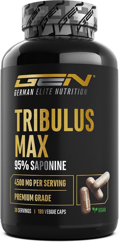 Tribulus Max - 180 capsules - hoge dosering met 4500 mg per dagelijkse dosis - premium: 95% saponines - zuiver tribulus terrestris extract 10:1 - laboratorium getest - veganistisch