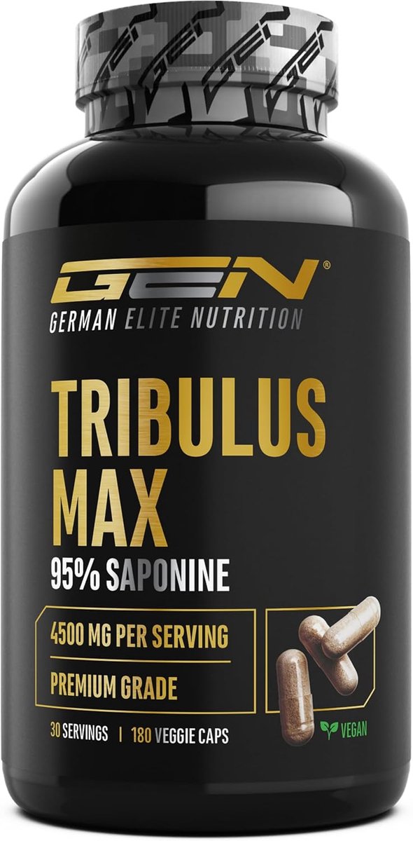 Tribulus Max - 180 capsules - hoge dosering met 4500 mg per dagelijkse dosis - premium: 95% saponines - zuiver tribulus terrestris extract 10:1 - laboratorium getest - veganistisch