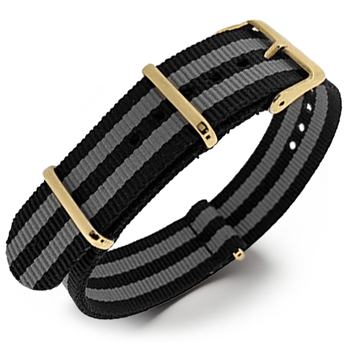NATO Horlogeband G10 Military Nylon Strap - James Bond -Goud Staal - 18mm