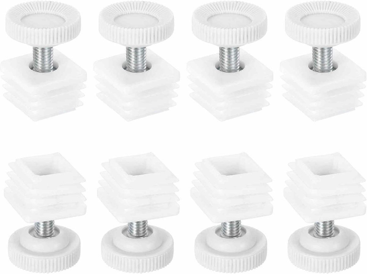 Verstelbare Stelvoeten - Meubel Glijders - Meubels Stabiliseren - Vierkante Insert Kit - 8 Sets - Wit