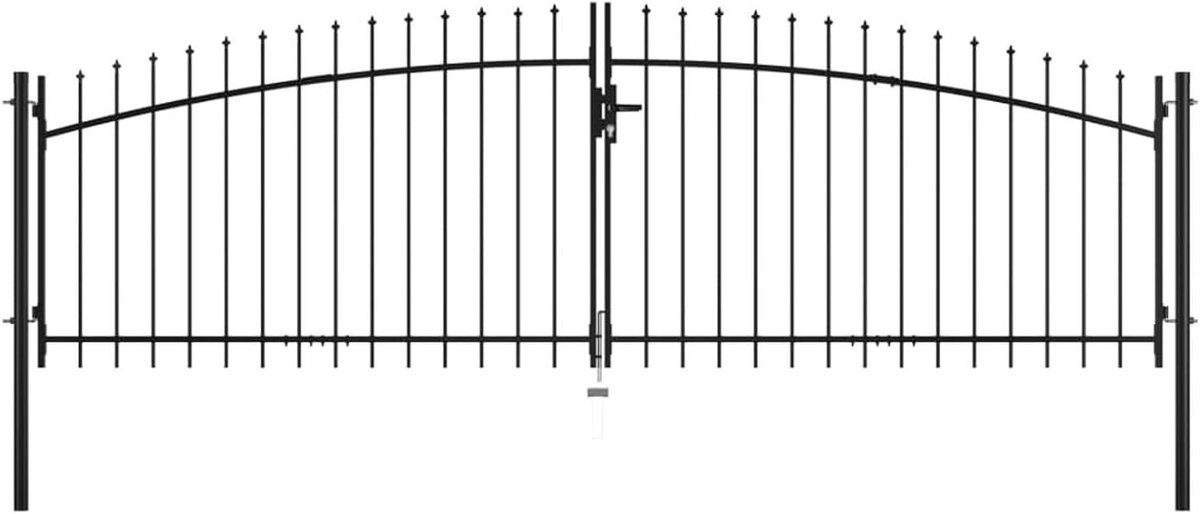 Dubbele Tuinpoort - Hekdeur Perceel - Tuin Afscheiden - Speerpunten Veiligheid - 400x175 c