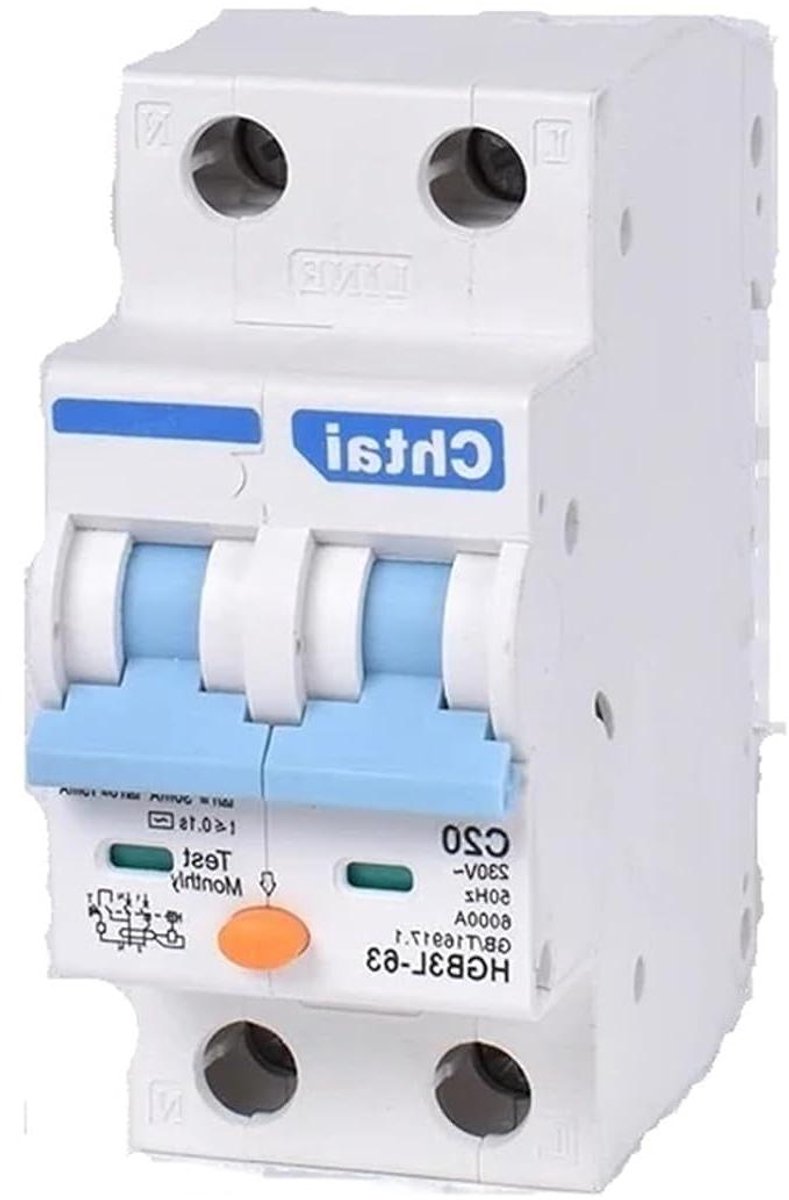 Aardlekschakelaar - Stroomonderbreker - Elektrische Veiligheid - Compact Ontwerp - 5 Stuks - Grijs